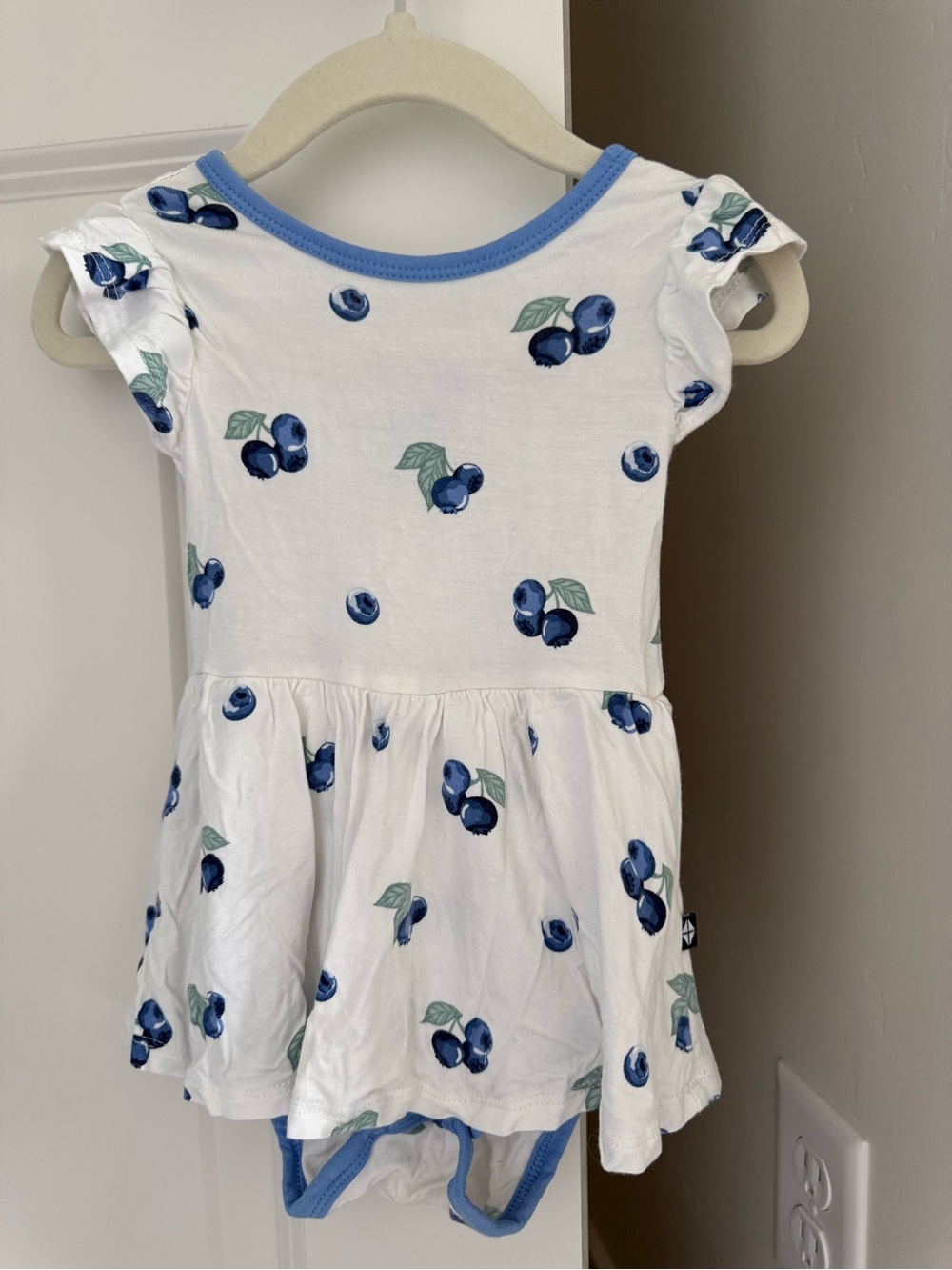 Kyte BABY White Baby Dress Bodysuit with Blue Berry Print